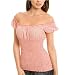G by GUESS Tibby Striped Smocked Top, WATERMELON (XL)