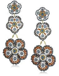 Miguel Ases Blue Quartz 3-Flower Drop Earrings