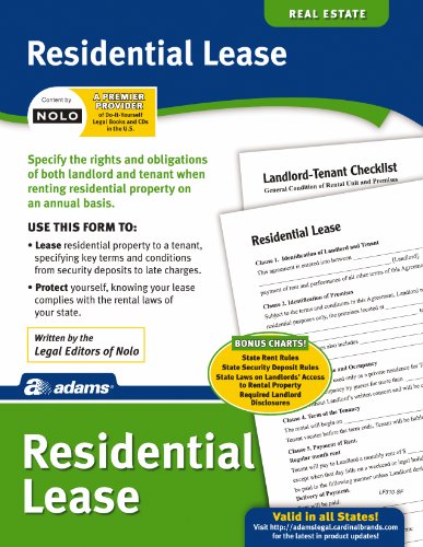 Adams Residential Lease Form, 8.5 x 11 Inch, White (LF310)