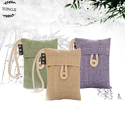 TONGJI Natural Air Purifying Bamboo Charcoal Deodorizer Bag Portable Air Freshener for Fridge, Freezers, Closet, Car & Shoes