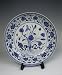 One Blue Underglazed Decoration Porelain Plate with flower pattern, Chinese Antique Porcelain, Pottery, Bronze, Jade, and Paintings in Dynasty Antique
