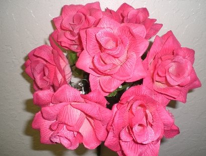 Pink & Peach Open Rose Silk Flower Bouquets Wedding