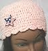 Hand Crocheted Multipink Color 100% Rayon Chenille and Gimp Skull Cap for Women and Teens Trimmed with Star American Flag Image