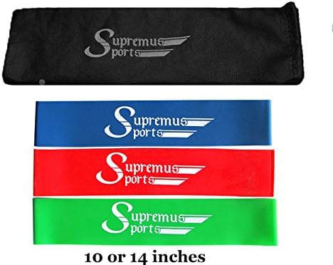 Best Quality Set of 3 10" or 14" Loop Bands / Stretch Bands / Fitness Bands / Resistance Bands (Light, Medium, Heavy) Home Gym Exercise for Men and Women Good for Yoga Pilates Workout Physical Therapy Strengthening Training for Legs Hip Shoulders Chest Arms 100% Natural Latex