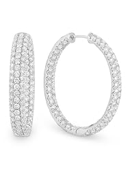 Natural 6.71ct White-Diamond Earring Set In 18K White-Gold Hidden-Snap-Posts