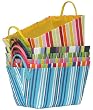 Bright Cotton Fabric Covered Medium Cases with Leatherette Handles 15"x10"x9" Set of 6