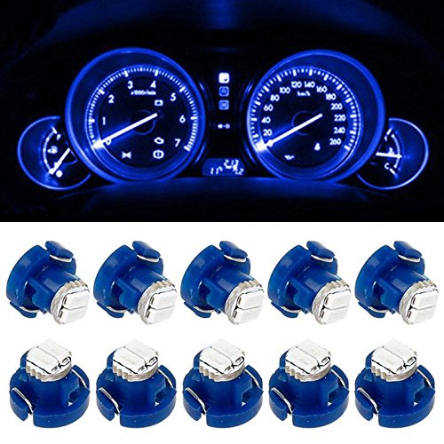 Partsam 10x Blue T3 Neo Wedge SMD LED Light Auto Car Center Console HVAC Climate Bulbs