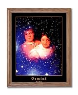 Gemini Twin Girls Zodiac Sign Astrology Home Decor Wall Picture Oak Framed Art Print