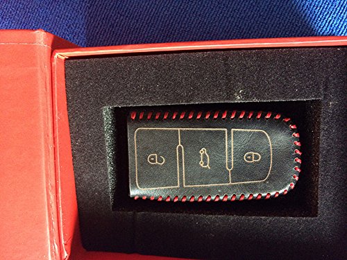 Amooca DIY Genuine Leather Car Remote Smart Key Packet Key Fob case Key Holders Wallets Key bag Fit For Volkswagen CC Magotan Red