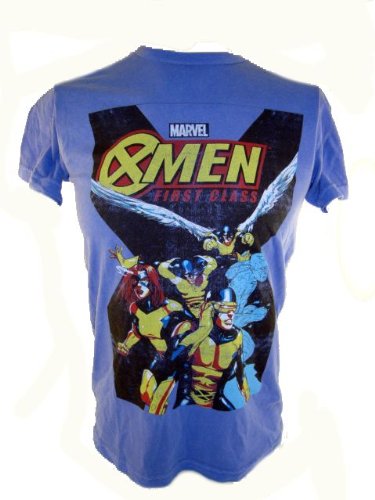 X-Men Mens T-Shirt - Comic "First Class" Original Team on Blue (X-Factor)
