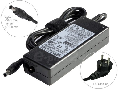 Original 90W Adaptateur chargeur secteur AC Adapter pour ordinateur portable Samsung 300V3A 305V5A NP700Z5A NP700Z5A-S01US NP700Z5A-S02US 900X1B NP900X1B-A01US NP900X1B-A02US 900X3A ZX310 ZX110 QX412 RF511. Avec câble d’alimentation standard européen de e-port24®