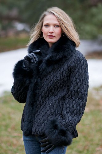Womens Gabi Quilted Ski Fur Trim