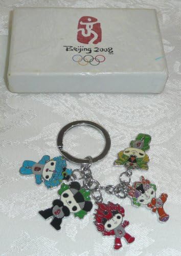 NIB 2008 China BeiJing Olympic Official FUWA Key Chains Set of 5