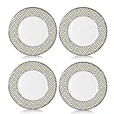 Mikasa Color Studio Ivory-Platinum Zig Zag Set of 4 Accent Plates
