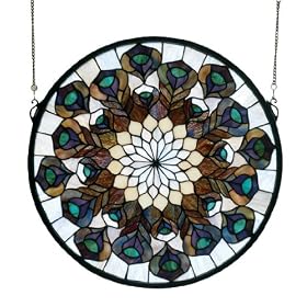 17 Inch W X 17 Inch H Peacock Feather Medallion Window Windows