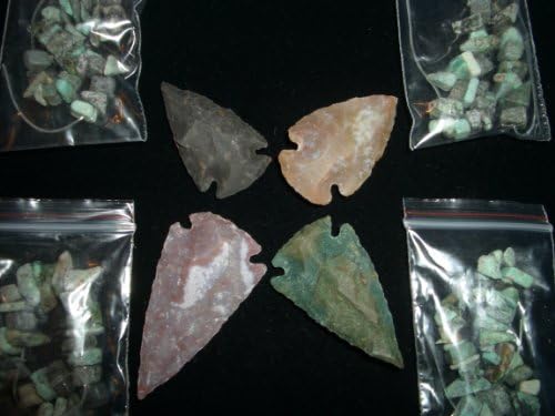 Indian Arrowhead Gemstone Focal Necklace Pendant Bead & Natural Turquoise Beads Jewelry Lot