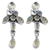 Enchanting 5.4 Ct. Moonstone 925 Sterling Silver Dangle Earrings