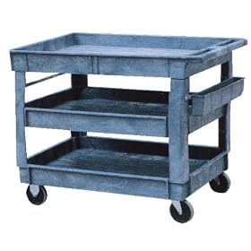 Vestil PLSC-3-2436 Utility Service Cart, Plastic, 550 lbs Capacity, 36" Length x 24-1/2" Width Deck, 3 Shelves