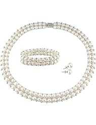 Sterling-Silver 6-7 MM White Freshwater Cultured Pearl Double Row Pearl Strand