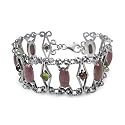 Rhodonite, Peridot, and Garnet Link Bracelet