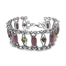 Rhodonite, Peridot, and Garnet Link Bracelet by CP Signature