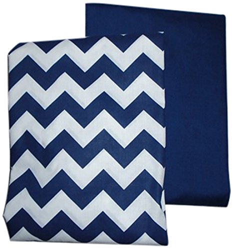 Baby Doll Bedding Chevron and Solid Crib Sheets, Navy