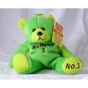 8 Inch Message Bear Number 1 Bright Green
