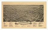 Historic Greensboro, North Carolina, c. 1891 (M) Panoramic Map Poster Print Reprint Giclee