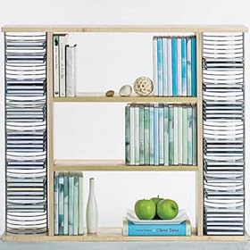 Chrome & Beech Wood CD DVD Storage Unit Tower with Shelves