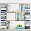 Chrome & Beech Wood CD DVD Storage Unit Tower with Shelves