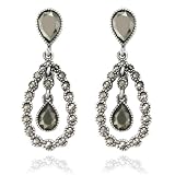 Sterling Silver Marcasite Teardrop Post Earrings