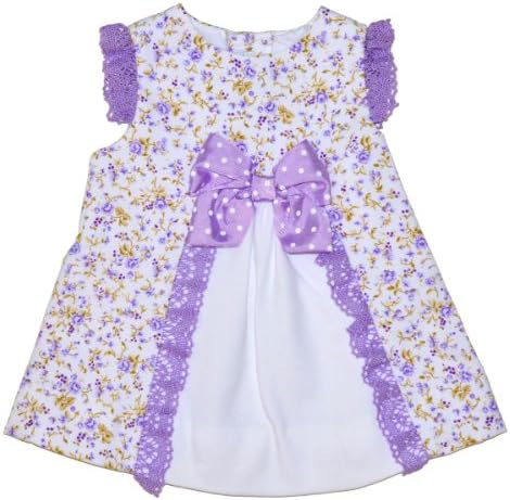 Kerubins Violet and Yellow Floral Print Baby Girl Dress-3 Months