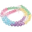 Faceted Round Crackle Glass Rainbow Bead Mix 16" Strand