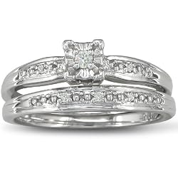 Diamond Bridal Engagement Ring Set Crafted in Sterling Silver