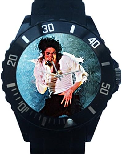 Round Plastic Rotate Wrist Watch with Michael Jackson Background