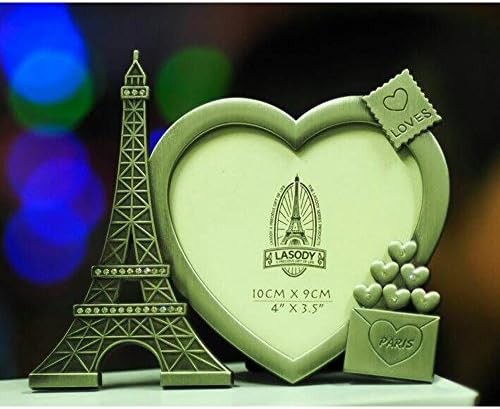 CocoFang Love Heart Shaped Picture Frame Photo Frame with Eiffel Tower Rhinestones