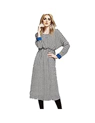 Chiffon Belted Checkered Print  Dress