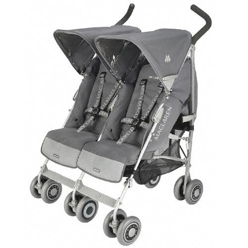 Maclaren Techno Twin Stroller Charcoal on Silver Frame