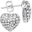 Romantic Crystal Heart Stud Earrings