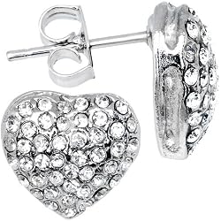 Romantic Crystal Heart Stud Earrings