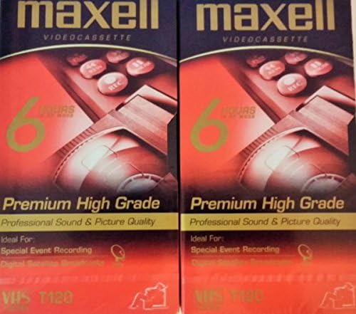 Maxell Premium High Grade T-120 VHS Videocassette, 2 Pack