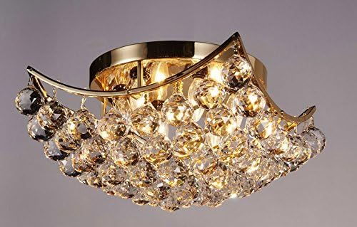 Contemporary 4 Light 10-Inch Square Crystal Ball Ceiling Flush Mount Modern Lighting Fixture (Gold)