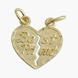 10 Karat Yellow Gold Heart BEST FRIEND Charm Pendant