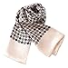 Long Charmeuse Satin Silk Scarf for Men (Taupe Squares)