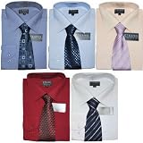 5 LOT: Eterno Italy Mens Classic & Stylish Dress Shirt & Neck Tie Sets - (Size: 18)