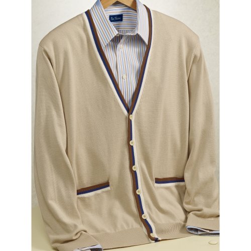 Paul Fredrick V-Neck Cotton Cardigan