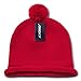 DECKY Solid Roll Up Beanie with Pom, Red