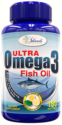 Fish Oil Omega 3 - Lemon Flavor No Fish Taste - 2600mg Fish Oil Per Serving w/ 1640mg Omega 3 Fatty Acids - 860 Mg EPA + 650 Mg DHA - 180ct Softgels