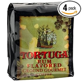 Tortuga Rum Flavored Gourmet Ground Coffee, 8-Ounce Bags (Pack of 4)