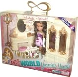 Bratz World passion for Individuality Playset - Yasmin's House with Yasmin Doll in Night Gown, Lamp, Vanity Drawer with Mirror, Stool, Cloth Cabinet with Mirror and Lots of Cool Make-Up Accessories